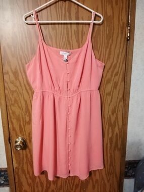Forever 21 Blush Pink Button-Front Spaghetti Strap SunDress